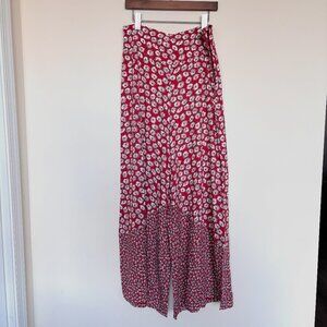 Anthropologie Red Wide Leg Floral Pants